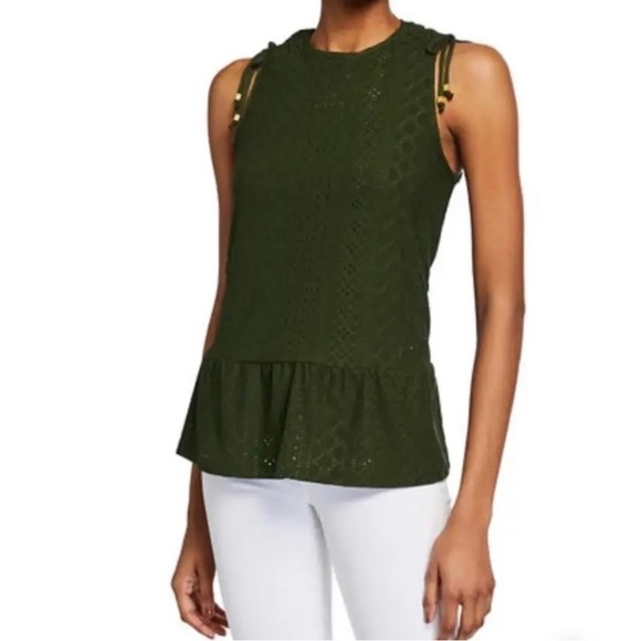 𝅺michael Kors Eyelet Peplum Sleeveless Top - Picture 11 of 11